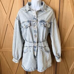Signature 8 Urban Streetwear Denim Jacket Shorts Romper Balloon Sleeves Size S